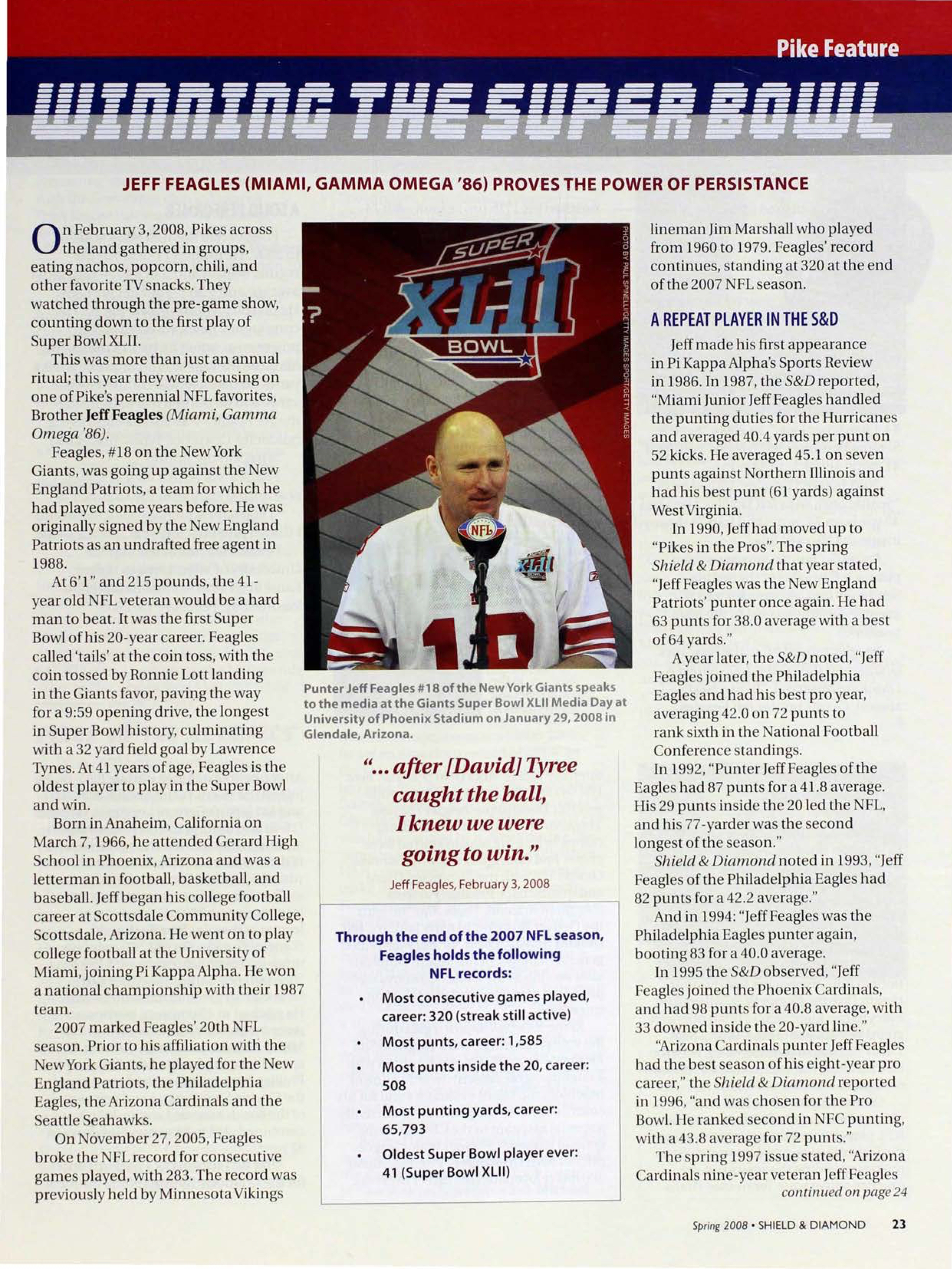Pike Feature: Winning The Super Bowl, Spring 2008